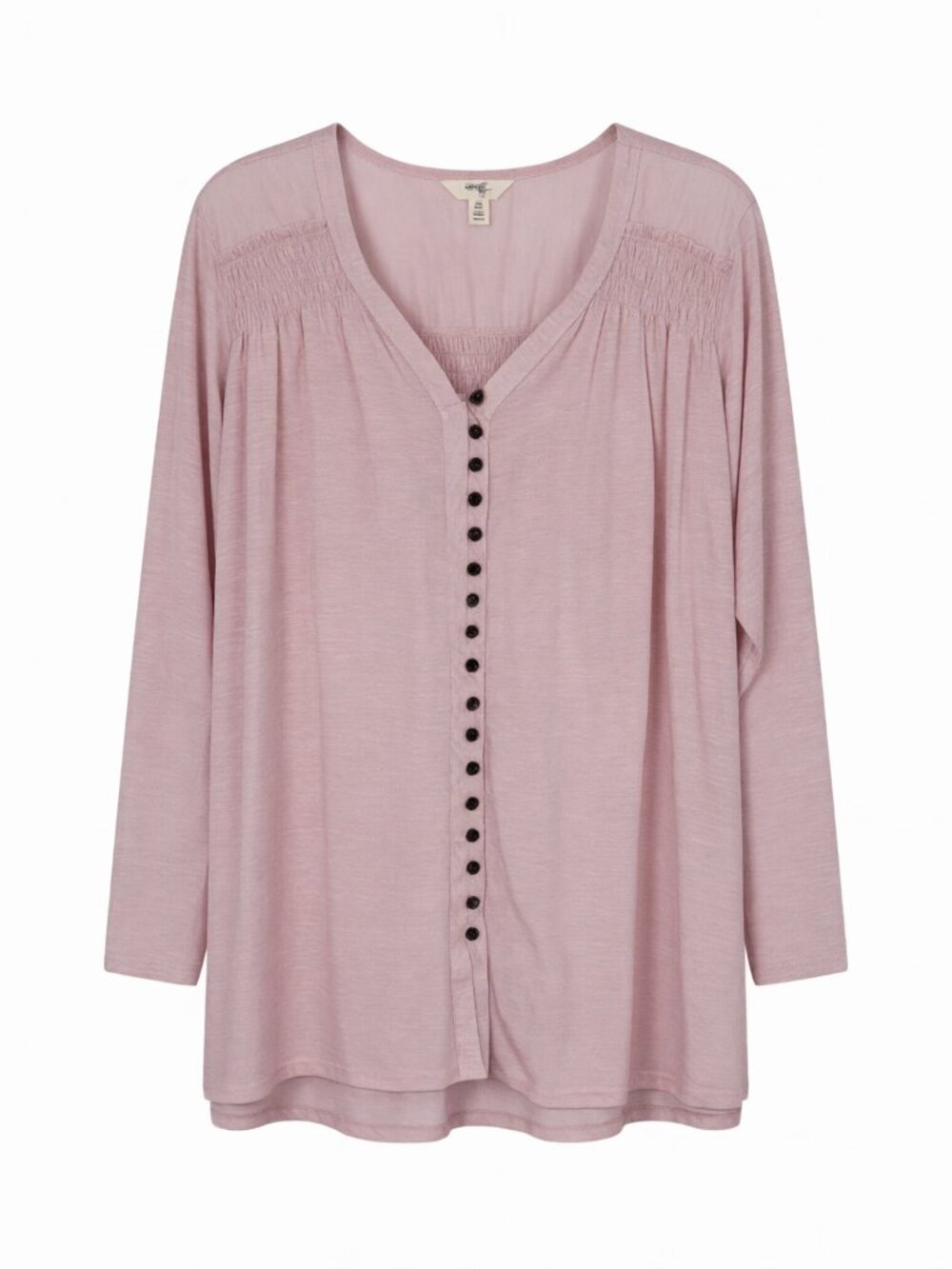 Terra & Sky Pink Button V-Neck Blouse Women's 0X
